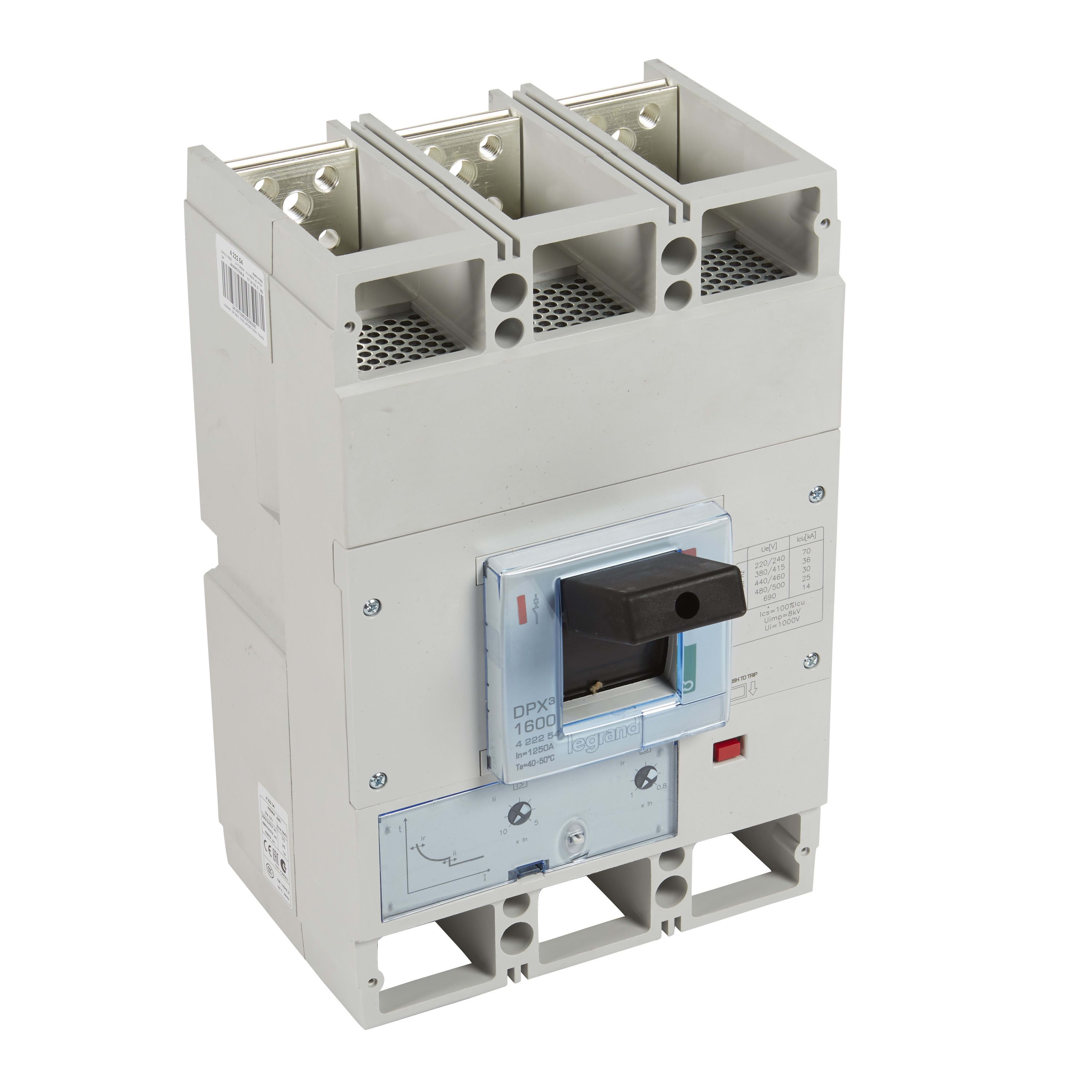 Legrand - Disjoncteur magnétothermique DPX31600 pouvoir de coupure 36kA 400V~ - 3P - 1250A