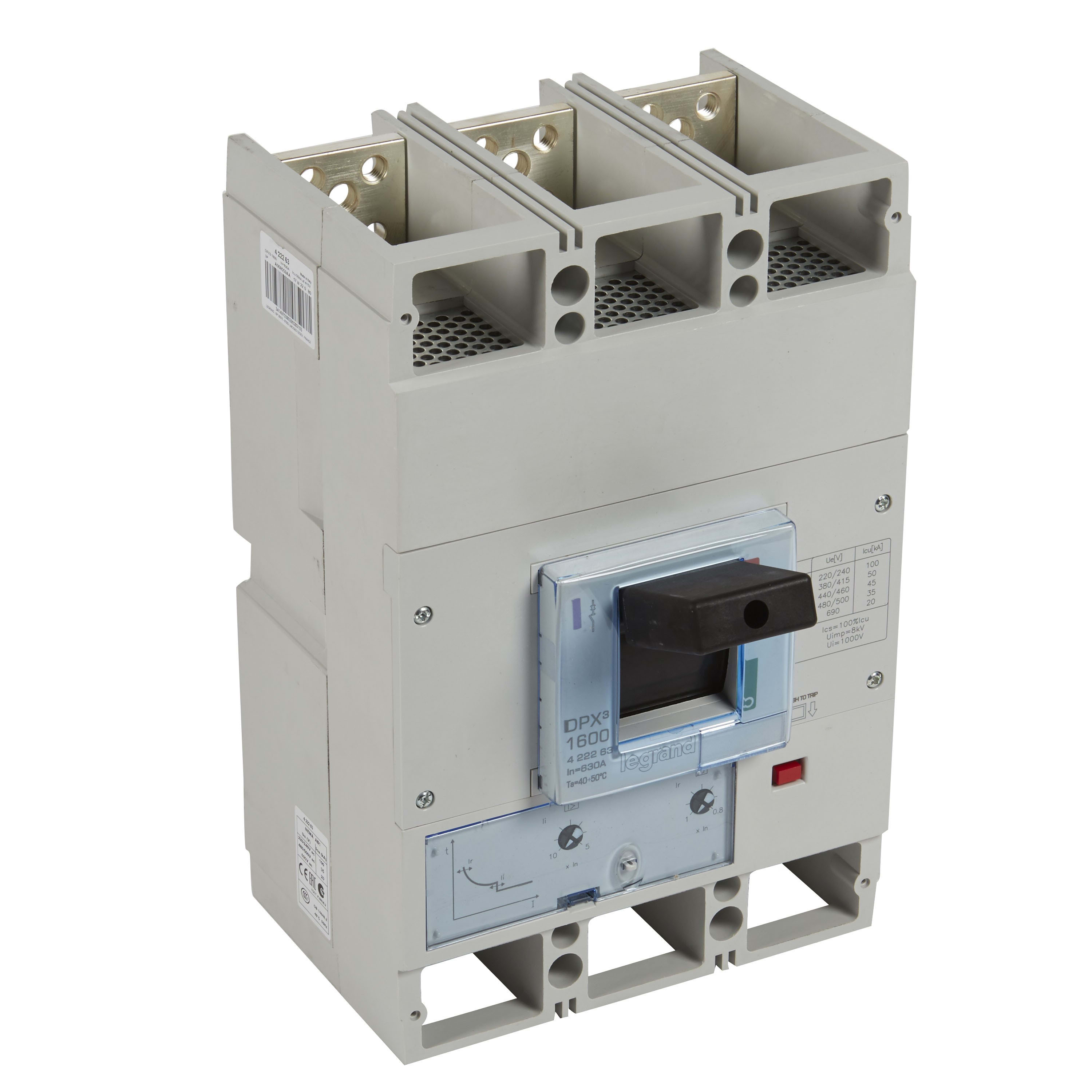 Legrand - Disjoncteur magnétothermique DPX31600 pouvoir de coupure 50kA 400V~ - 3P - 630A