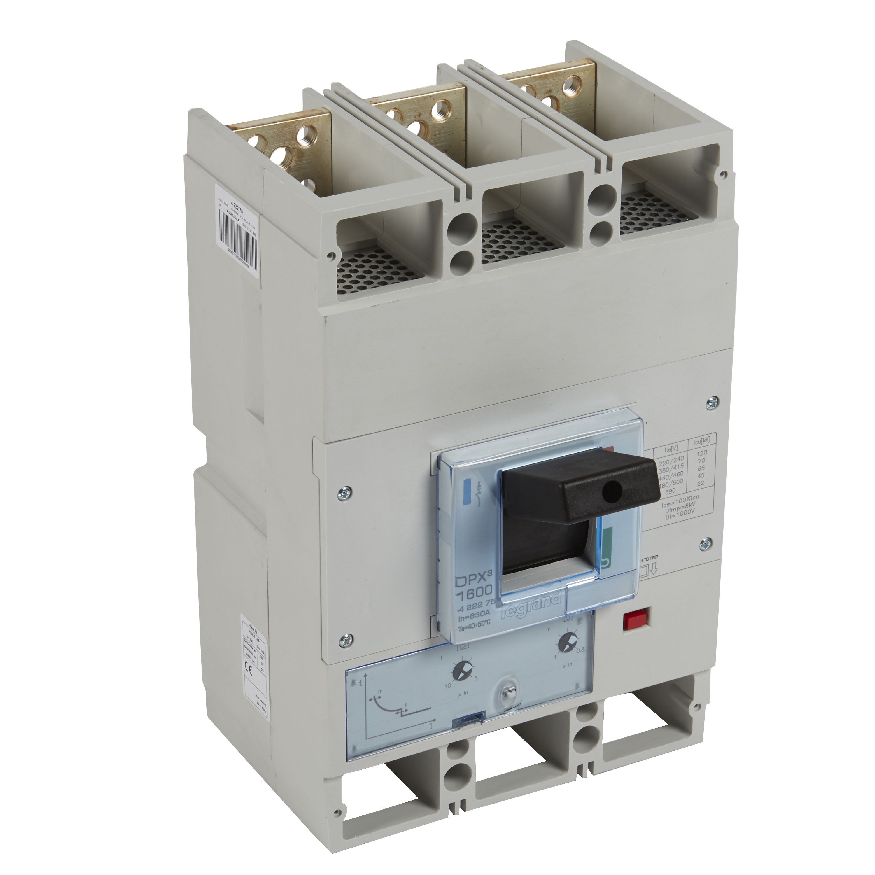 Legrand - Disjoncteur magnétothermique DPX31600 pouvoir de coupure 70kA 400V~ - 3P - 630A