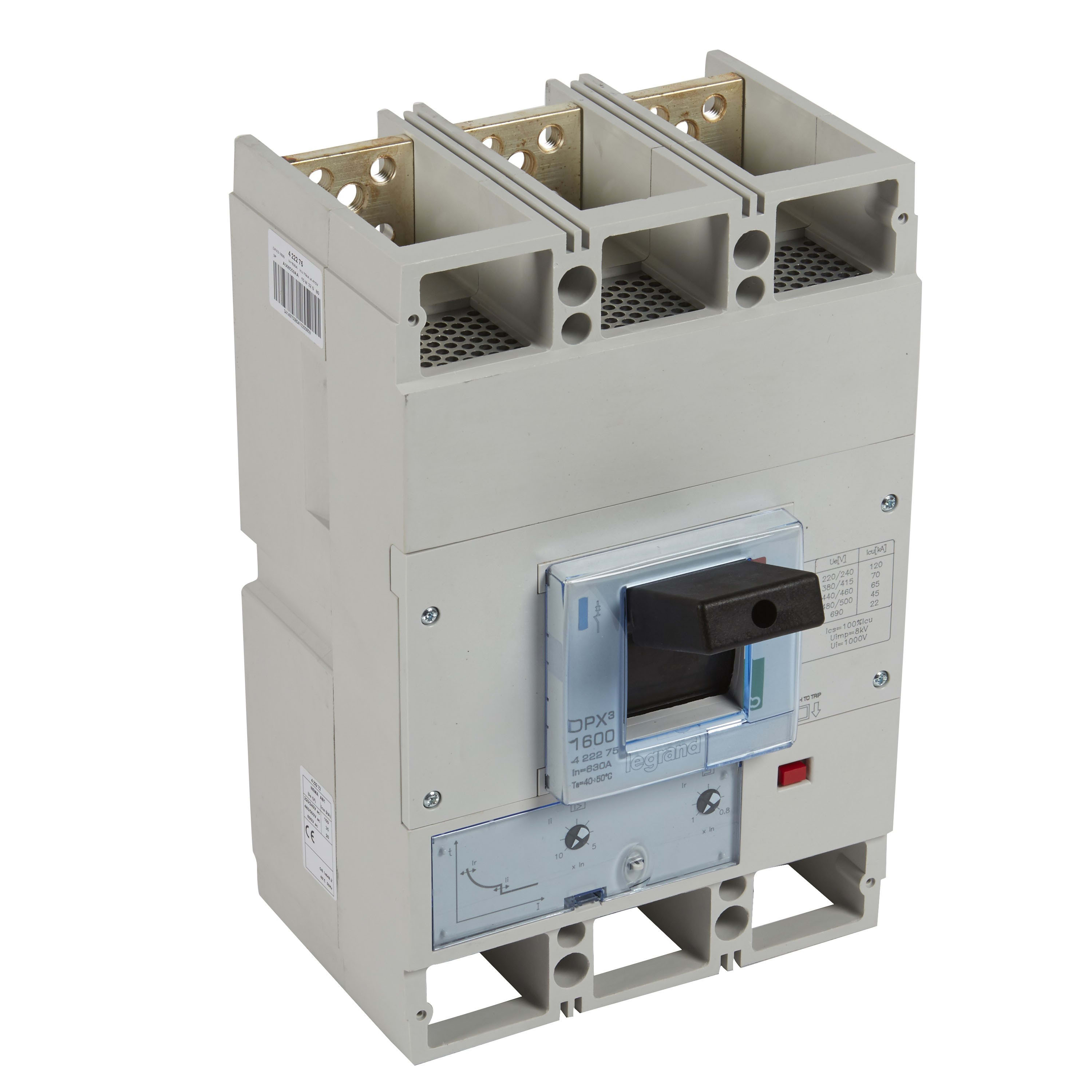 Legrand - Disjoncteur magnétothermique DPX31600 pouvoir de coupure 70kA 400V~ - 3P - 630A