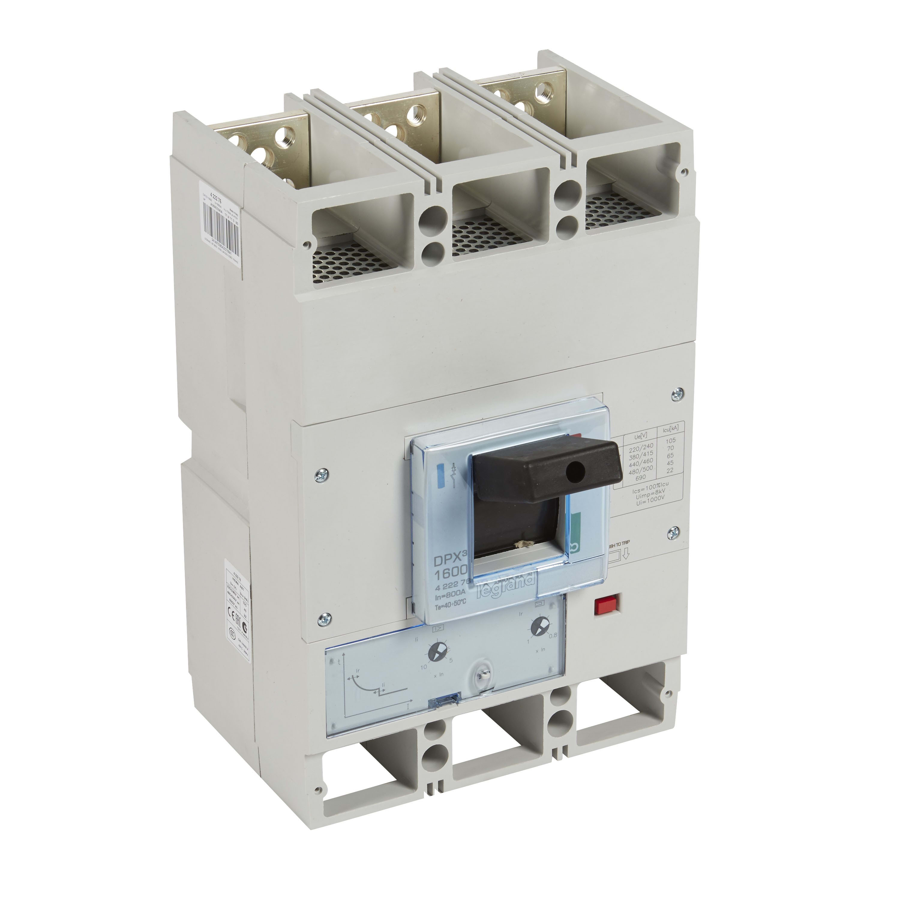 Legrand - Disjoncteur magnétothermique DPX31600 pouvoir de coupure 70kA 400V~ - 3P - 800A