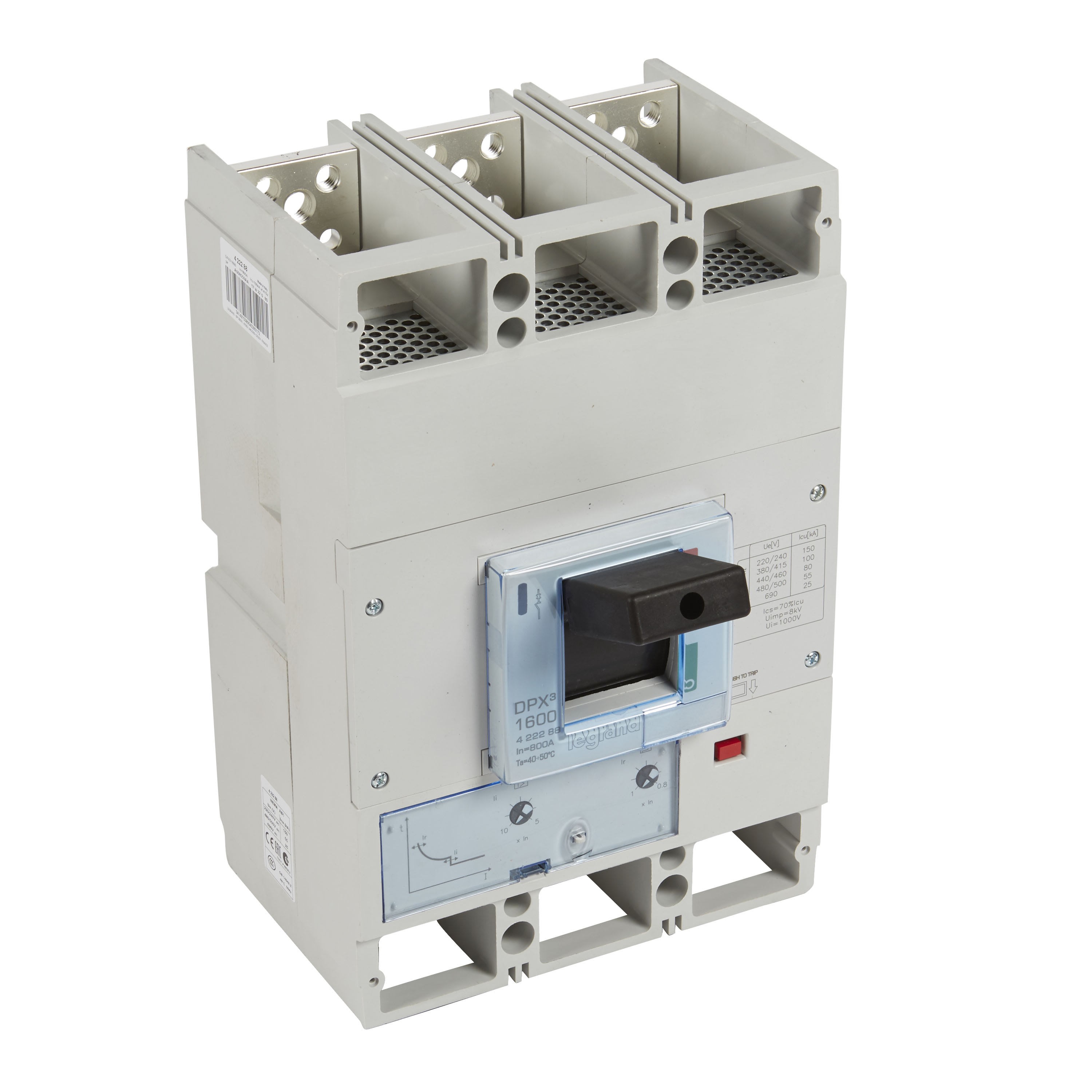 Legrand - Disjoncteur magnetothermique DPX31600 pouvoir de coupure 100kA 400V - 3P - 800A