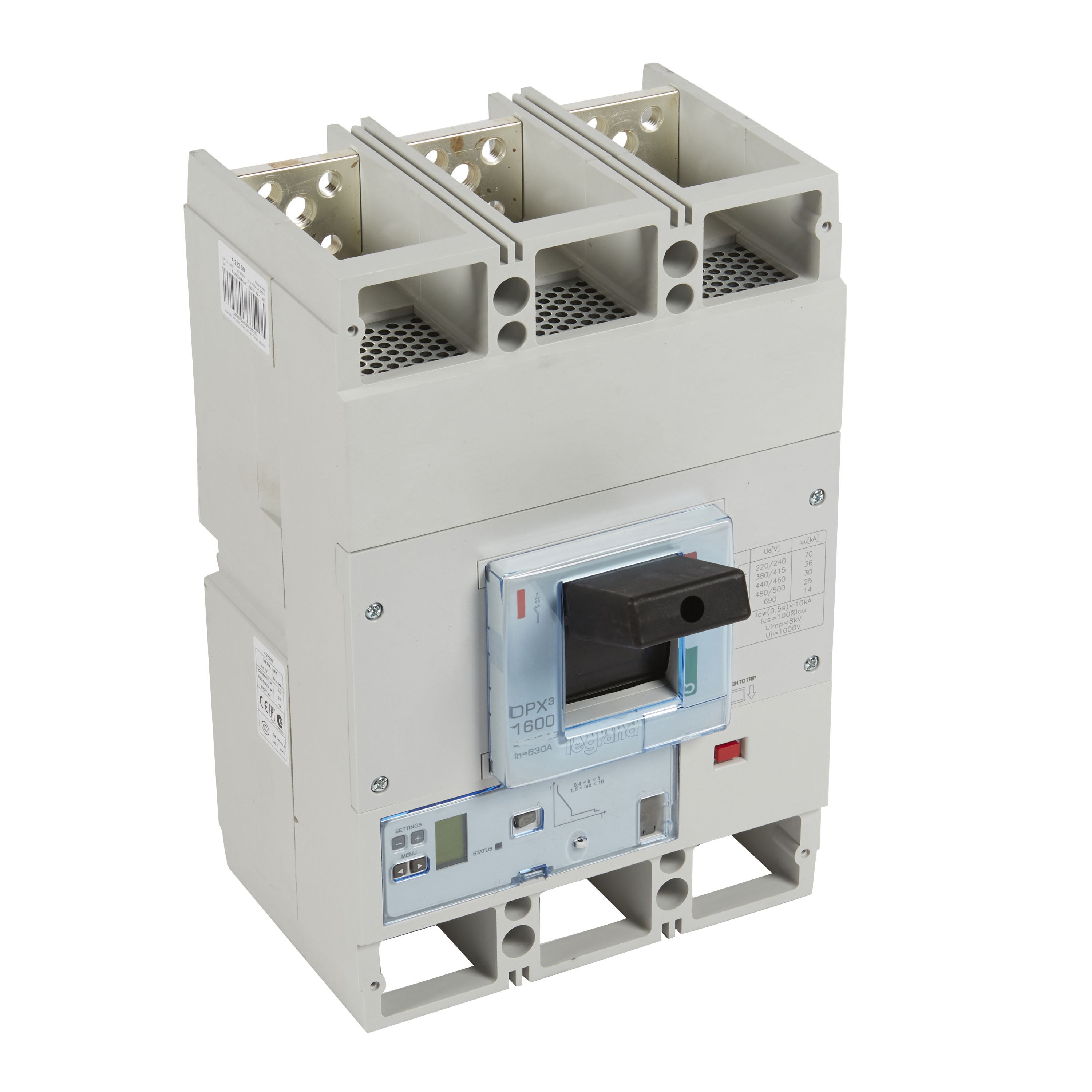 Legrand - Disjoncteur électronique S2 DPX31600 pouvoir de coupure 36kA 400V~ - 3P - 800A