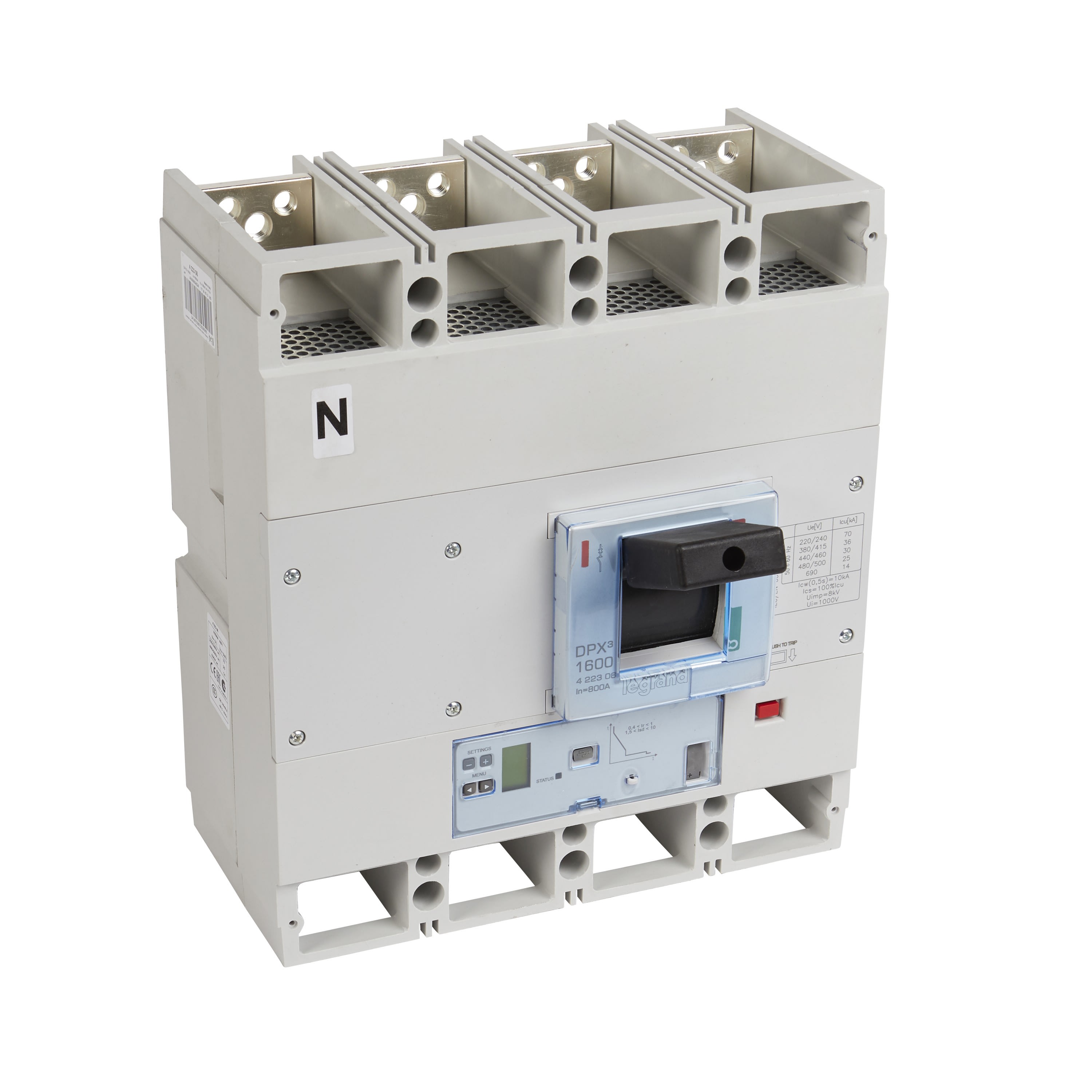 Legrand - Disjoncteur électronique S2 DPX31600 pouvoir de coupure 36kA 400V~ - 4P - 800A