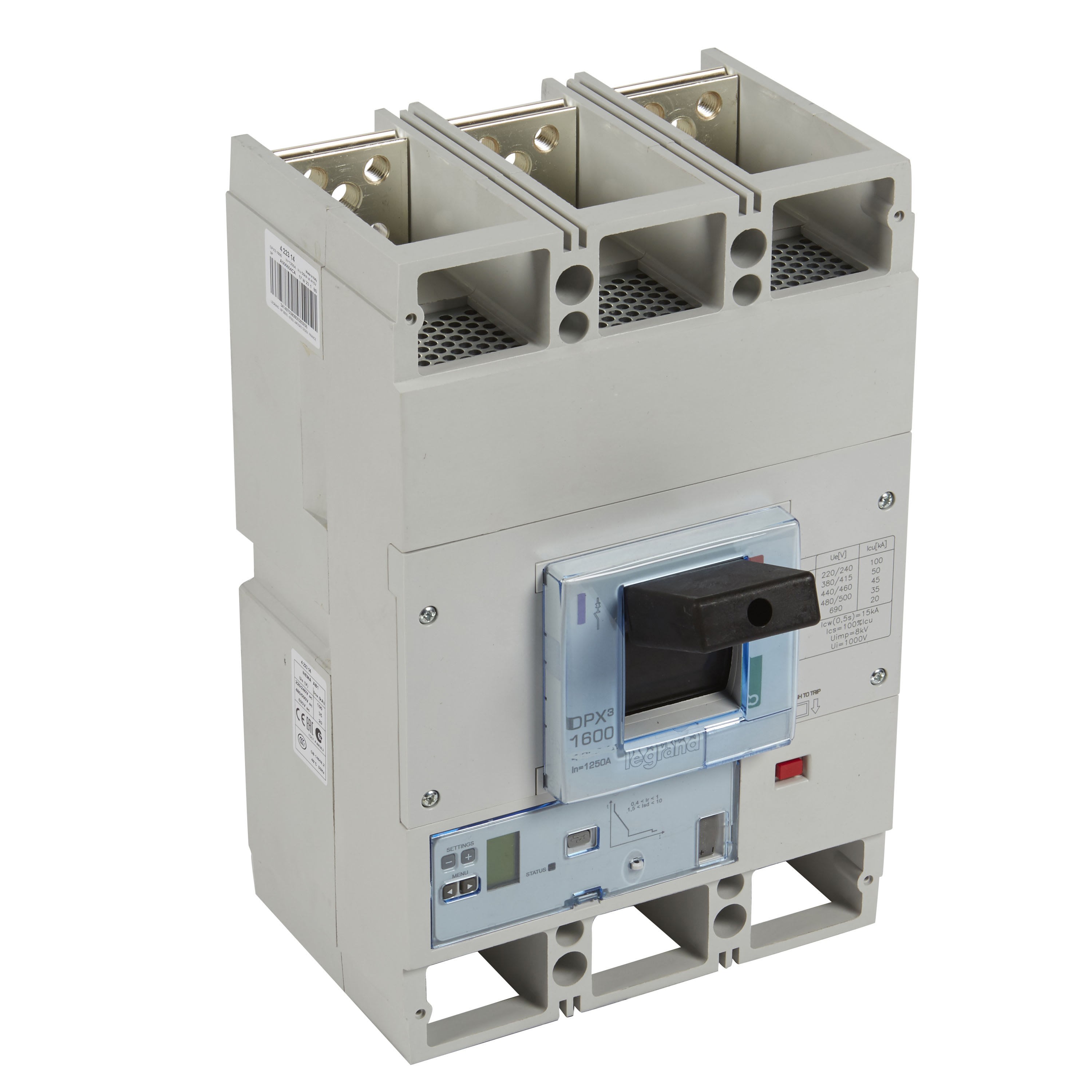 Legrand - Disjoncteur électronique S2 DPX31600 pouvoir de coupure 70kA 400V~ - 3P - 1000A
