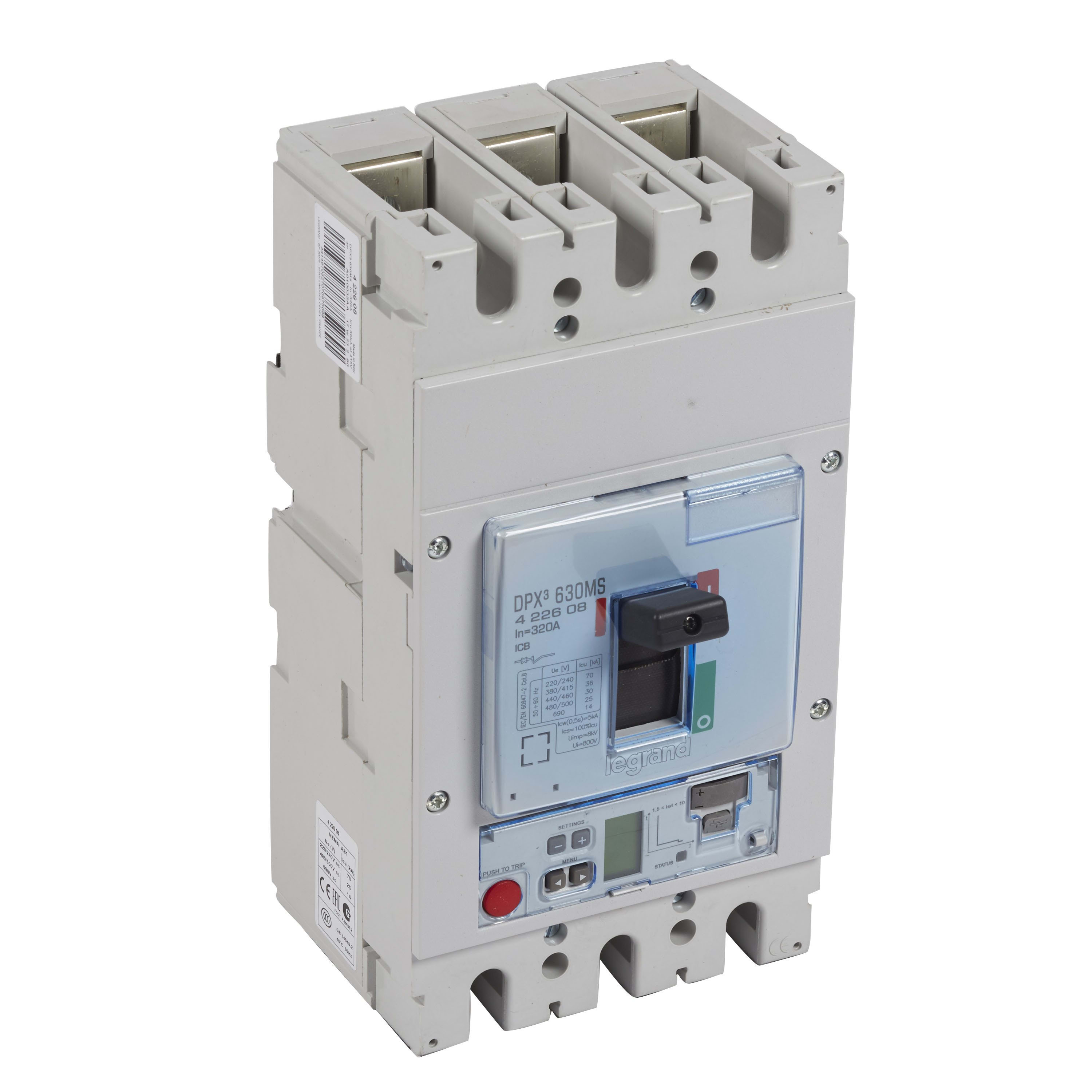 Legrand - Disjoncteur magnétique réglable seul DPX3630 électronique Icu 36kA 400V~-3P-320A