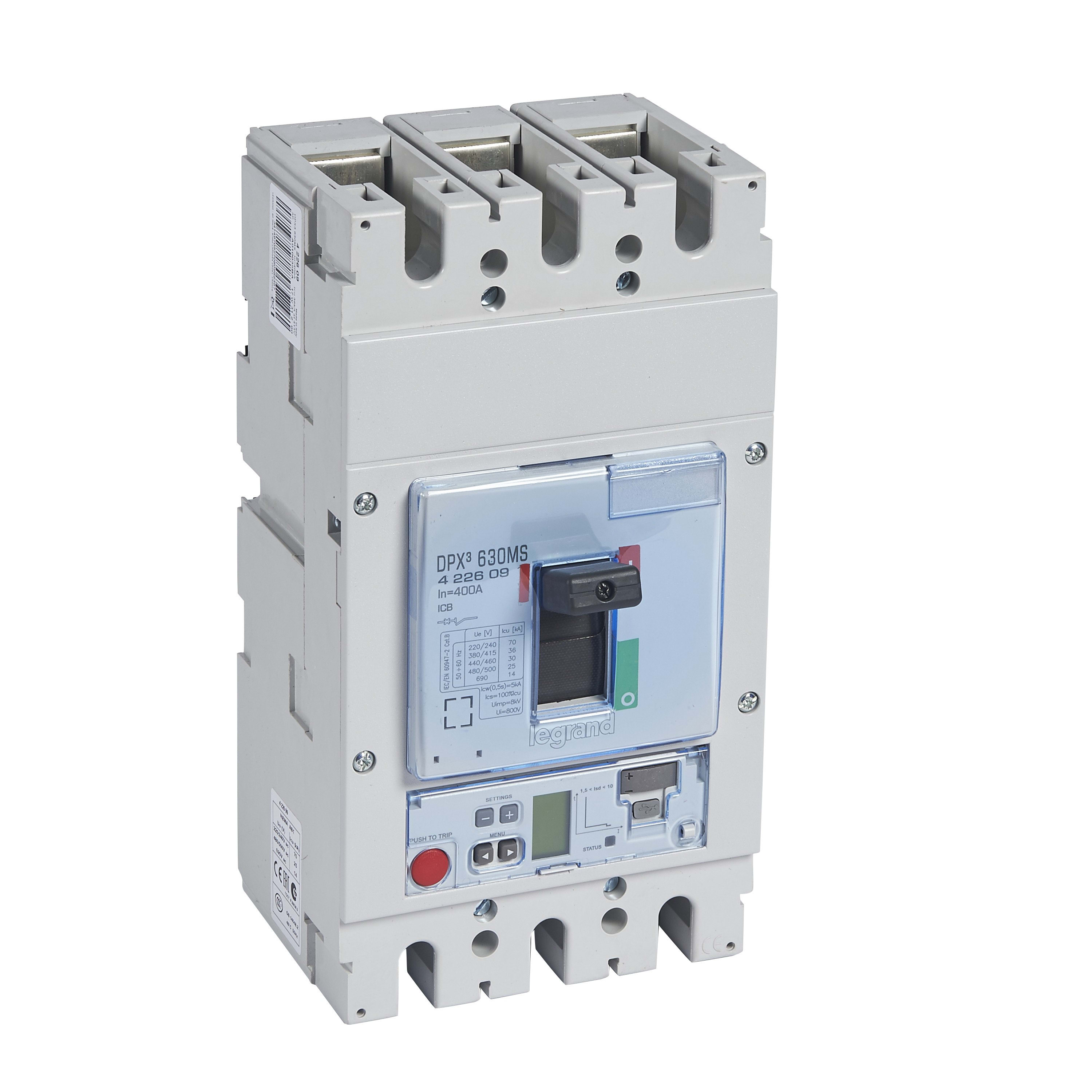 Legrand - Disjoncteur magnétique réglable seul DPX3630 électronique Icu 36kA 400V~-3P-400A