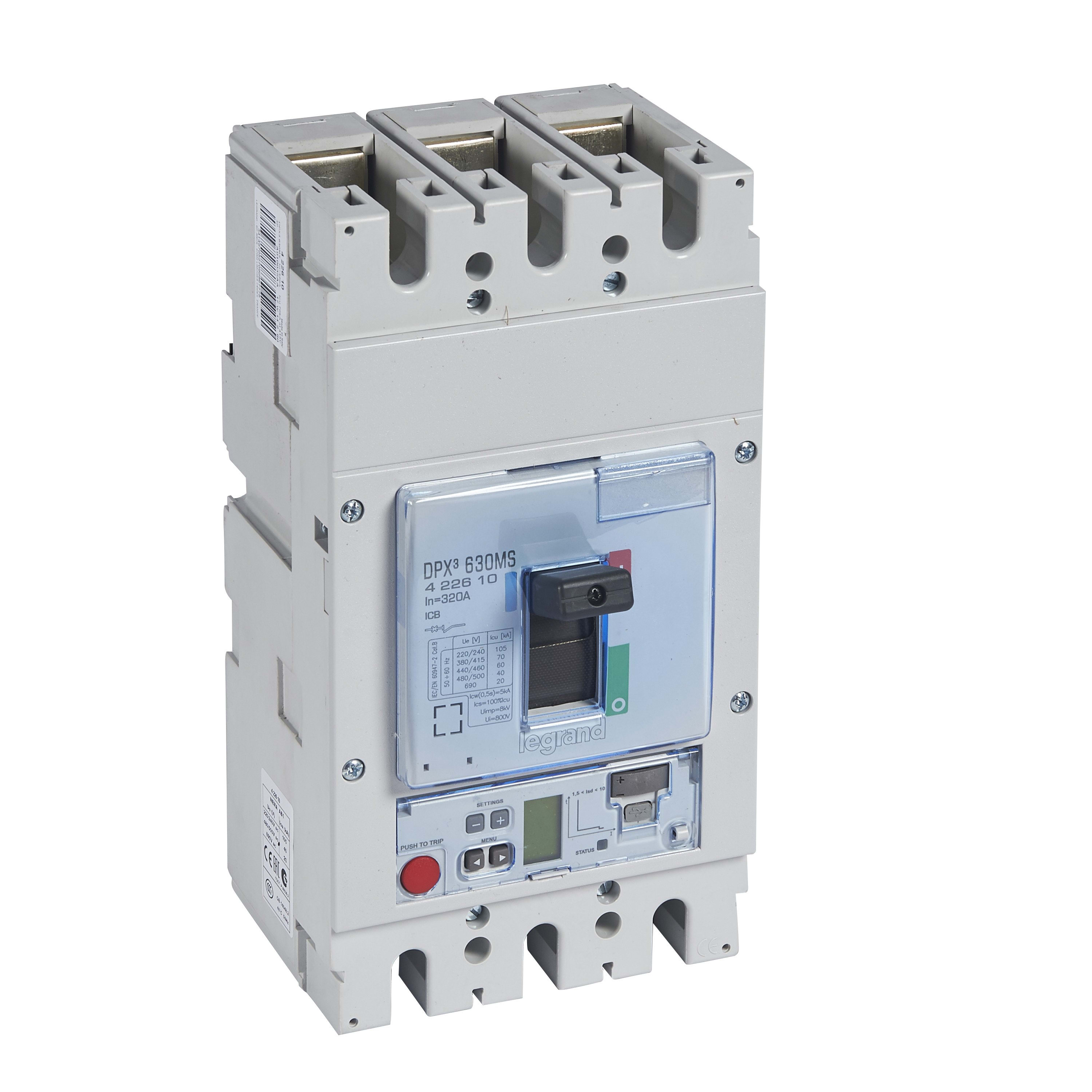 Legrand - Disjoncteur magnétique réglable seul DPX3630 électronique Icu 70kA 400V~-3P-320A