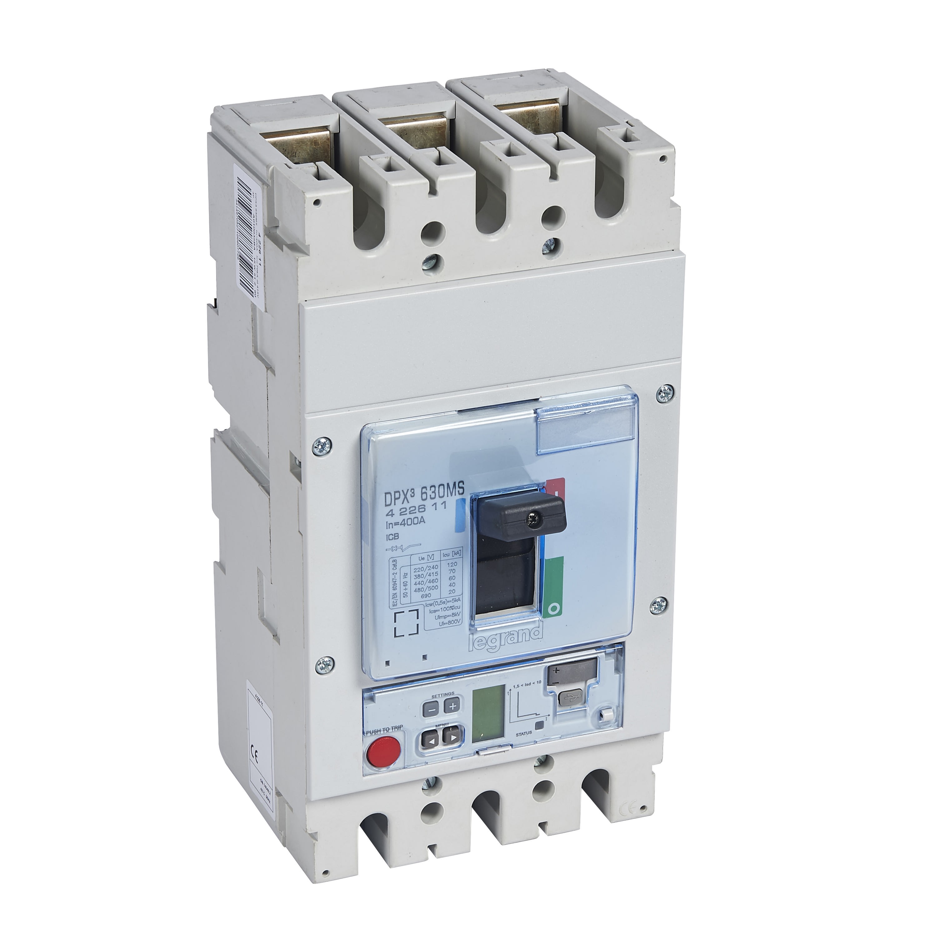 Legrand - Disjoncteur magnétique réglable seul DPX3630 électronique Icu 70kA 400V~-3P-400A