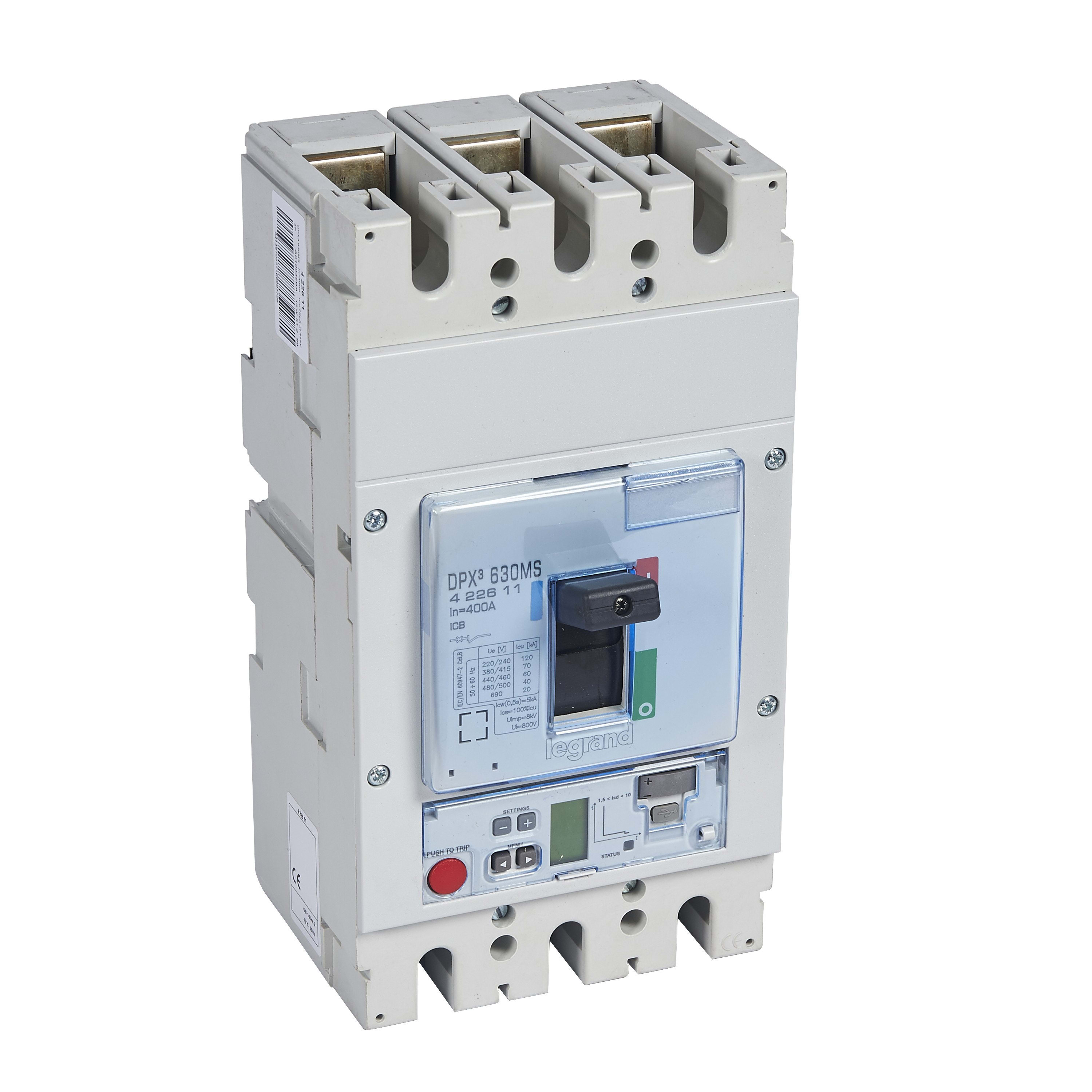Legrand - Disjoncteur magnétique réglable seul DPX3630 électronique Icu 70kA 400V~-3P-400A