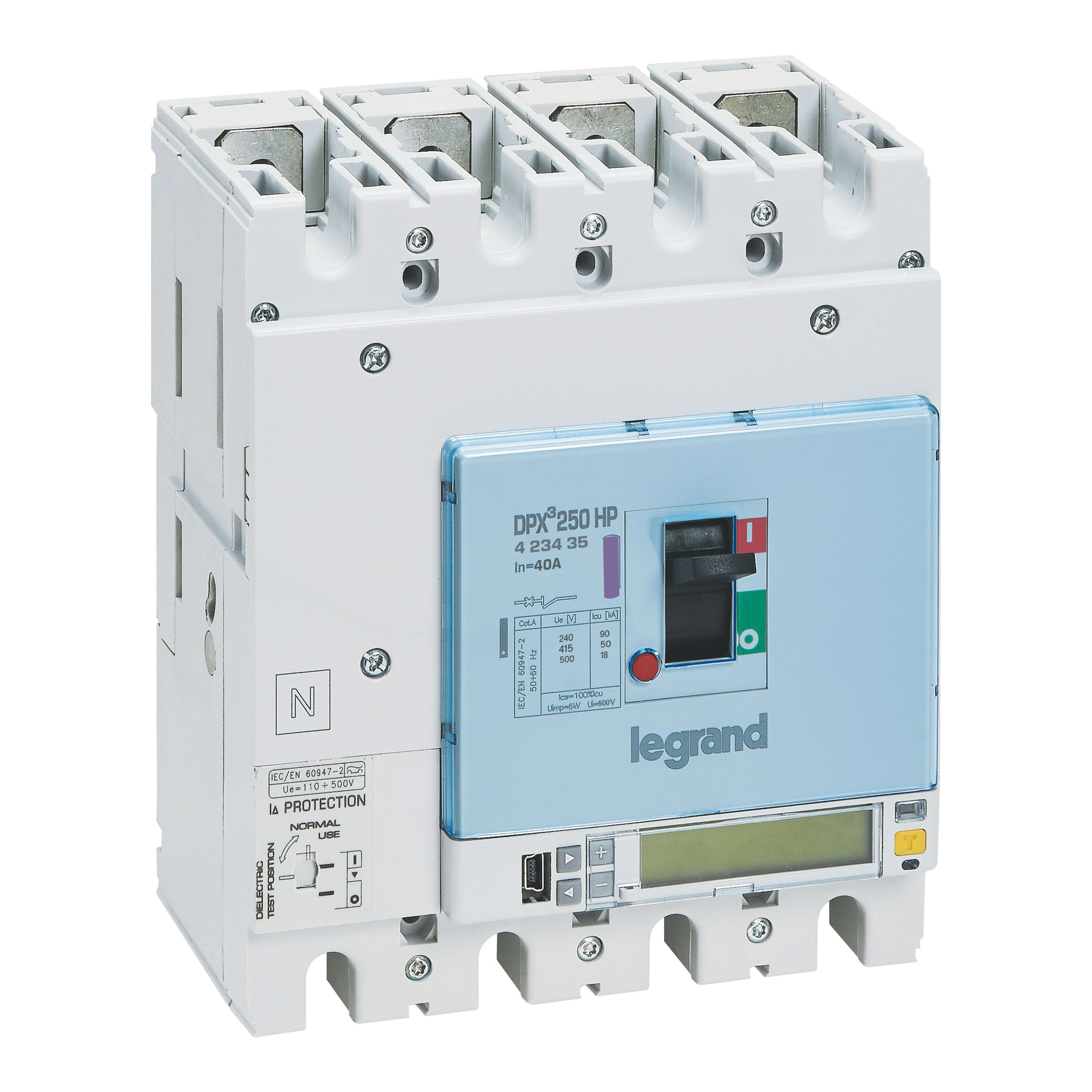 Legrand - Disjoncteur DPX3250HP électronique S10 avec différentiel 50kA 4P 40A