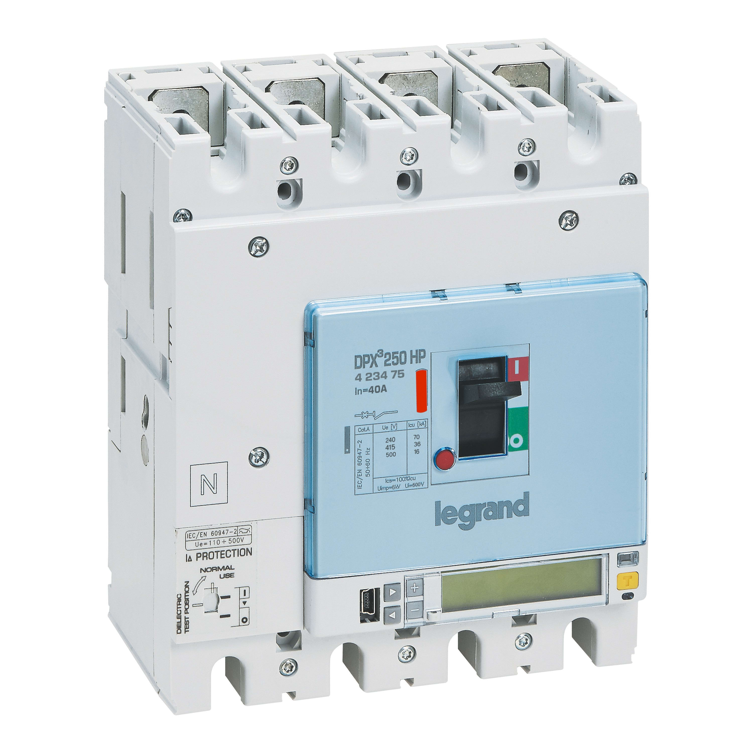 Legrand - Disjoncteur DPX3250HP électronique S10 avec mesure et différentiel 36kA 4P 40A