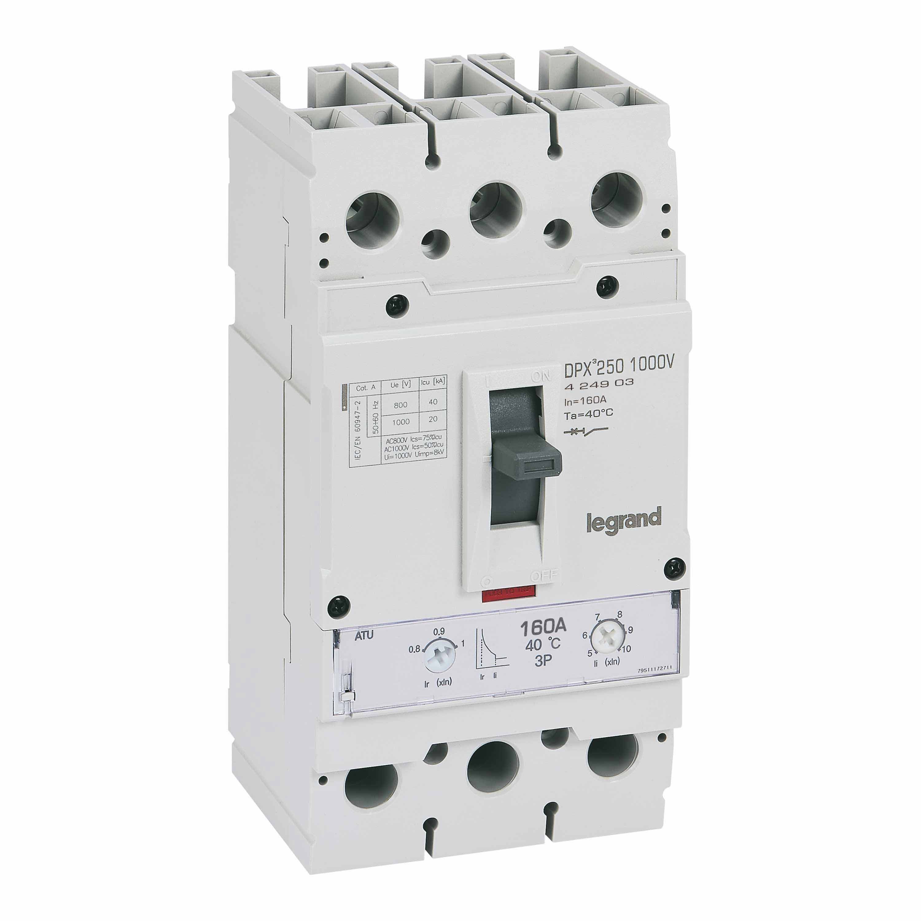 Legrand - Disjoncteur DPX3 250 1000V - 3P 160A 20kA thermomagnétique
