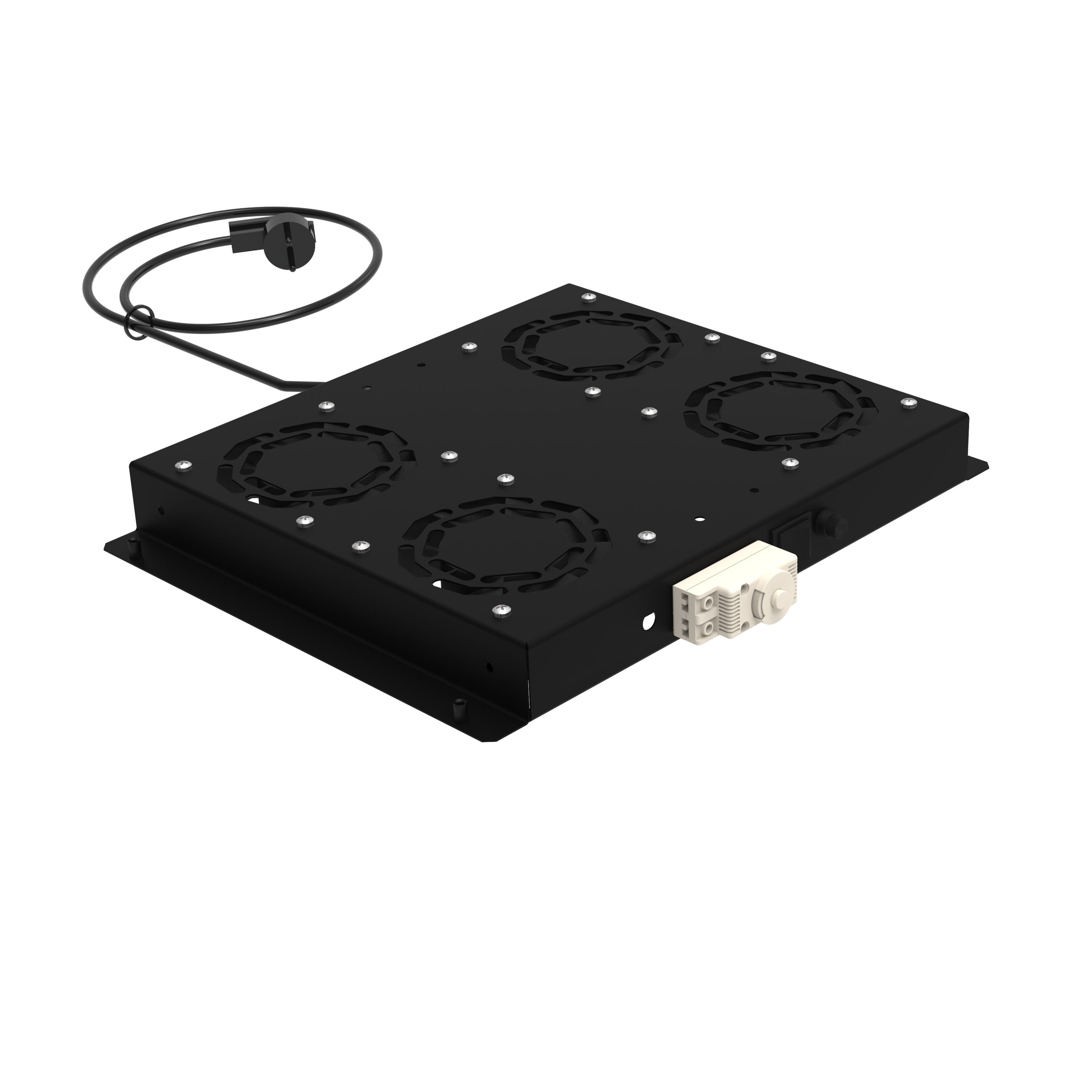 Legrand - Plaque avec 4 ventilateurs, thermostat analogique et 1 prise 2P+T pour Linkeo DC