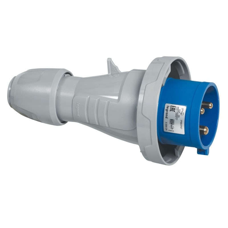 Legrand - Fiche mobile droite P17 IP66/67 16A - 200V~ à 250V~ - 2P+T