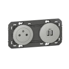 Legrand - Prises 2P+T Surface + Prises 2 USB Type-A dooxie 3A précâblés finition alu