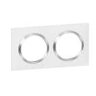 Legrand - Plaque carrée dooxie 2 postes finition blanc avec bague effet chrome