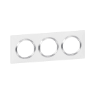 Legrand - Plaque carree dooxie 3 postes finition blanc avec bague effet chrome