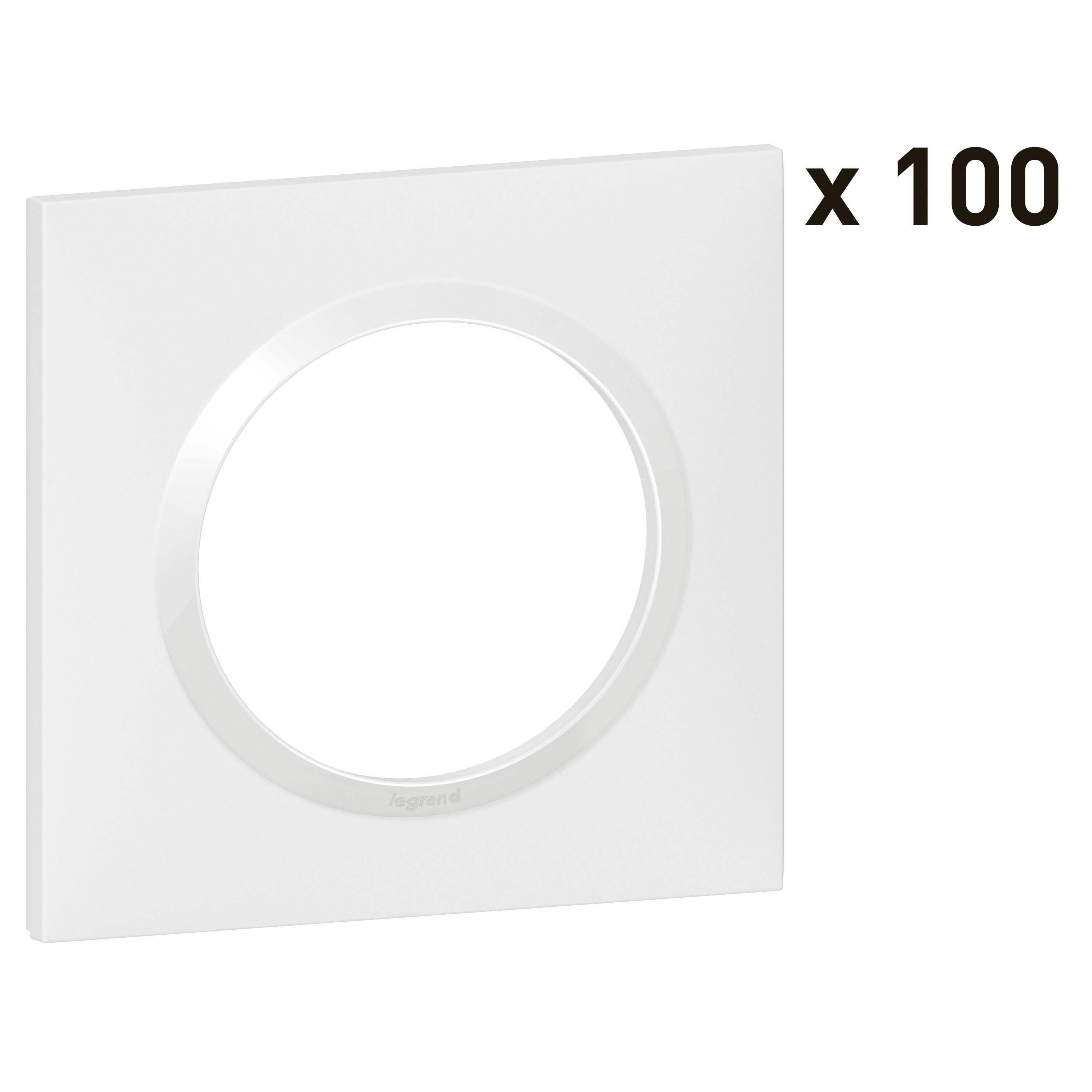 Legrand - Lot de 100 plaques carrees dooxie 1 poste finition blanc