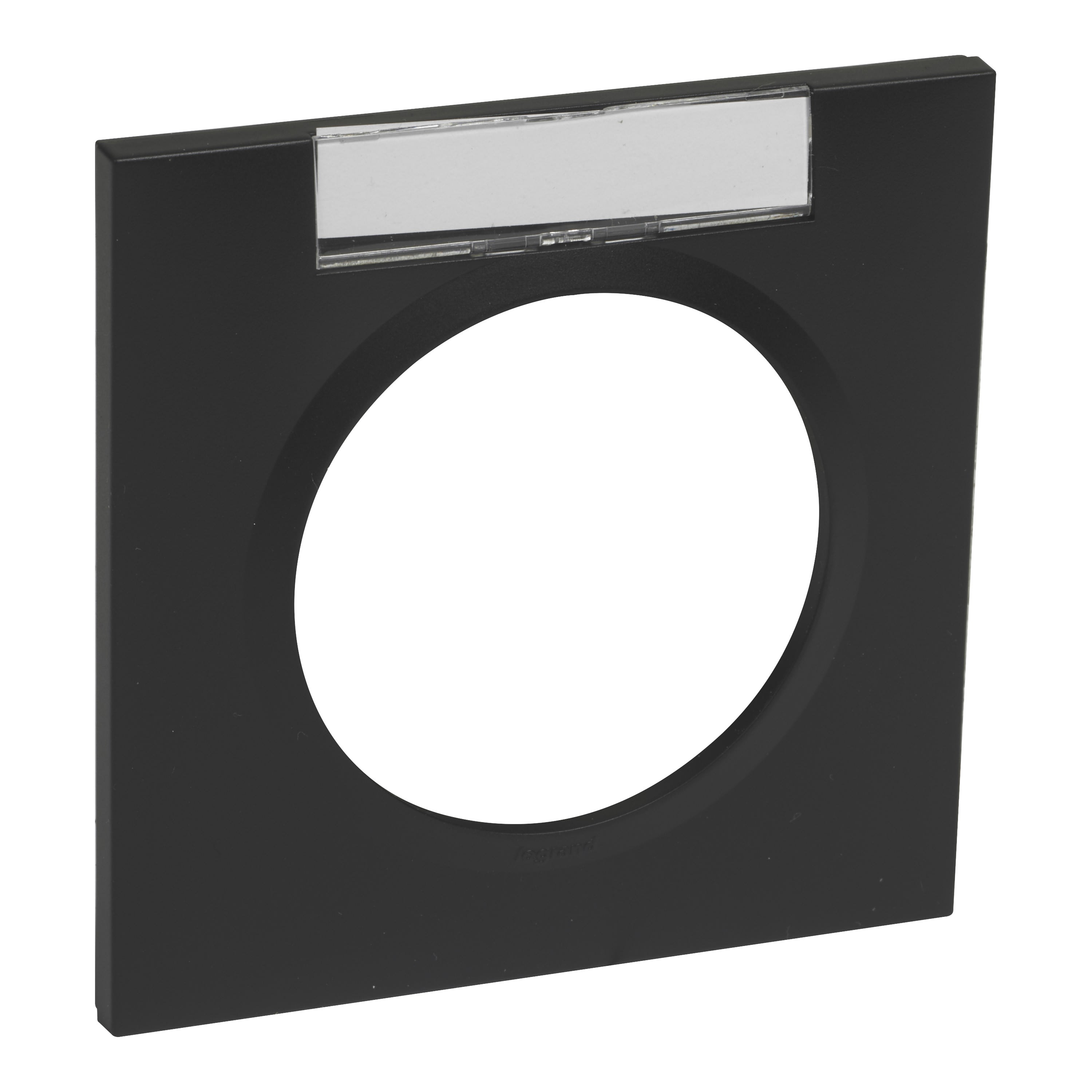 Legrand - Plaque carrée dooxie 1 poste noir velours avec porte-étiquette