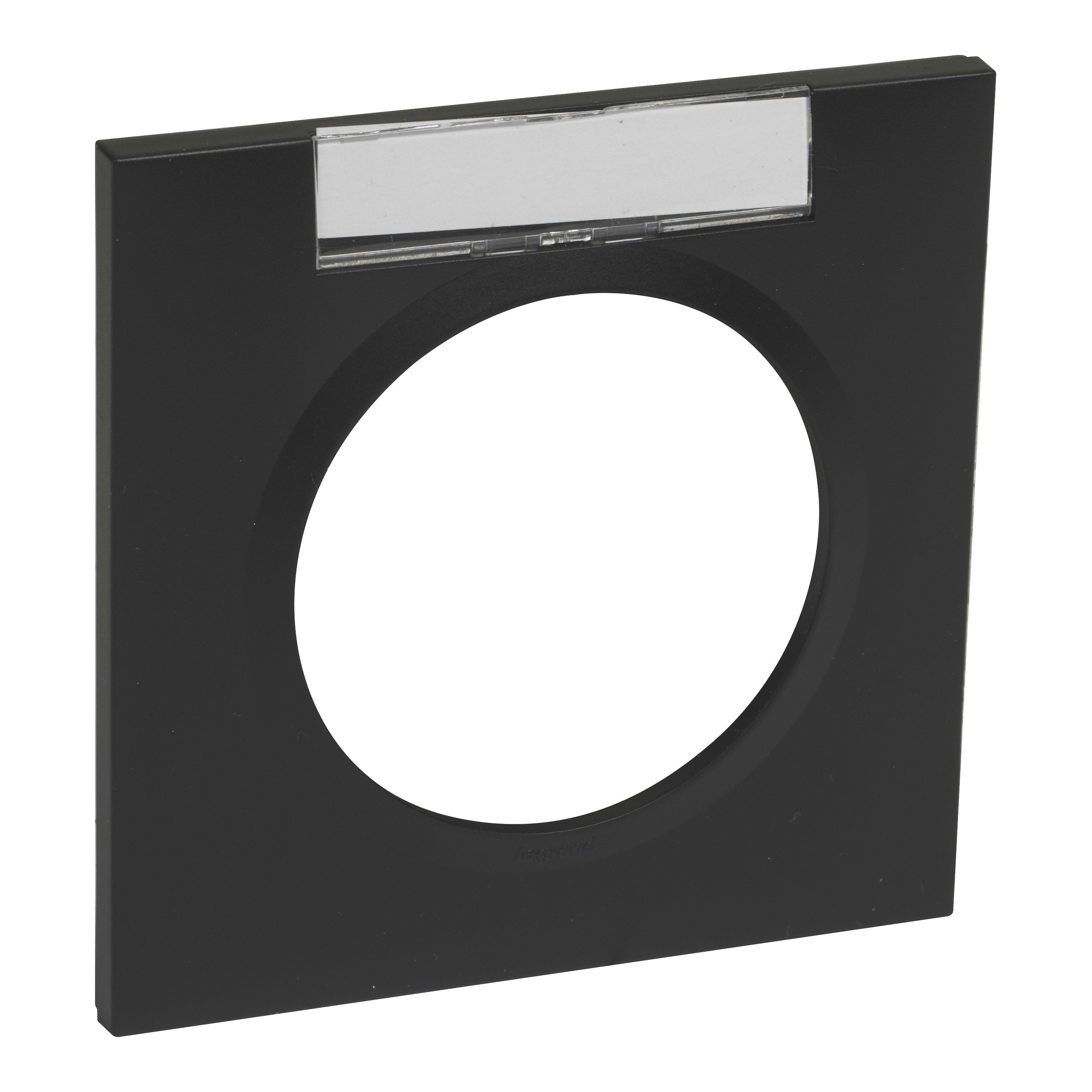 Legrand - Plaque carrée dooxie 1 poste noir velours avec porte-étiquette