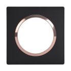 Legrand - Plaque carrée dooxie 1 poste finition noir bague cuivre