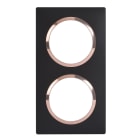 Legrand - Plaque carrée dooxie 2 postes finition noir bague cuivre