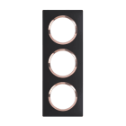 Legrand - Plaque carrée dooxie 3 postes finition noir bague cuivre