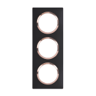 Legrand - Plaque carrée dooxie 3 postes finition noir bague cuivre