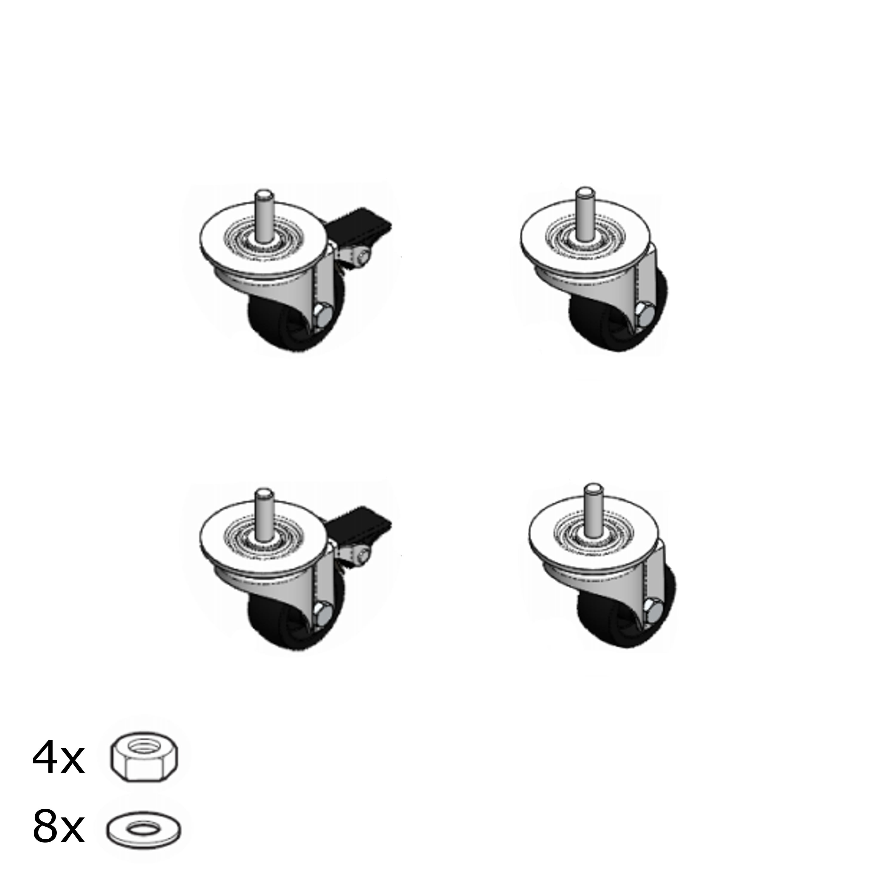Legrand - Jeu de 4 roulettes pour coffrets 19pouces Linkeo