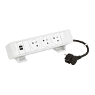 Legrand - Bloc Bureau 3x2P+T F/B + USB C+C 15W et cordon 2m fiche - Blanc
