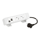 Legrand - Bloc Bureau 2x2P+T F/B USB A+C 15W 1 RJ45 CAT6 FTP cordon 2m fiche - Blanc