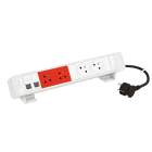 Legrand - Bloc Bureau 2x2P+T détrompées F/B 2 RJ45 CAT6 FTP cordon 2m fiche - Blanc