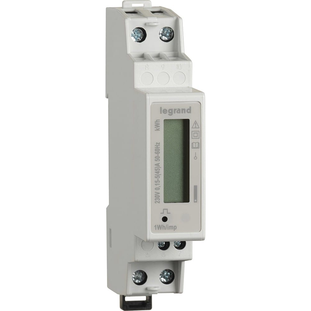 Legrand - Compteur énergie MID 5-45A 230V, écran LCD rétroéclairé, 1 module compact