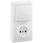 Legrand - Interrupteur + prise sans terre vertical - Les Apparents - Complet Blanc