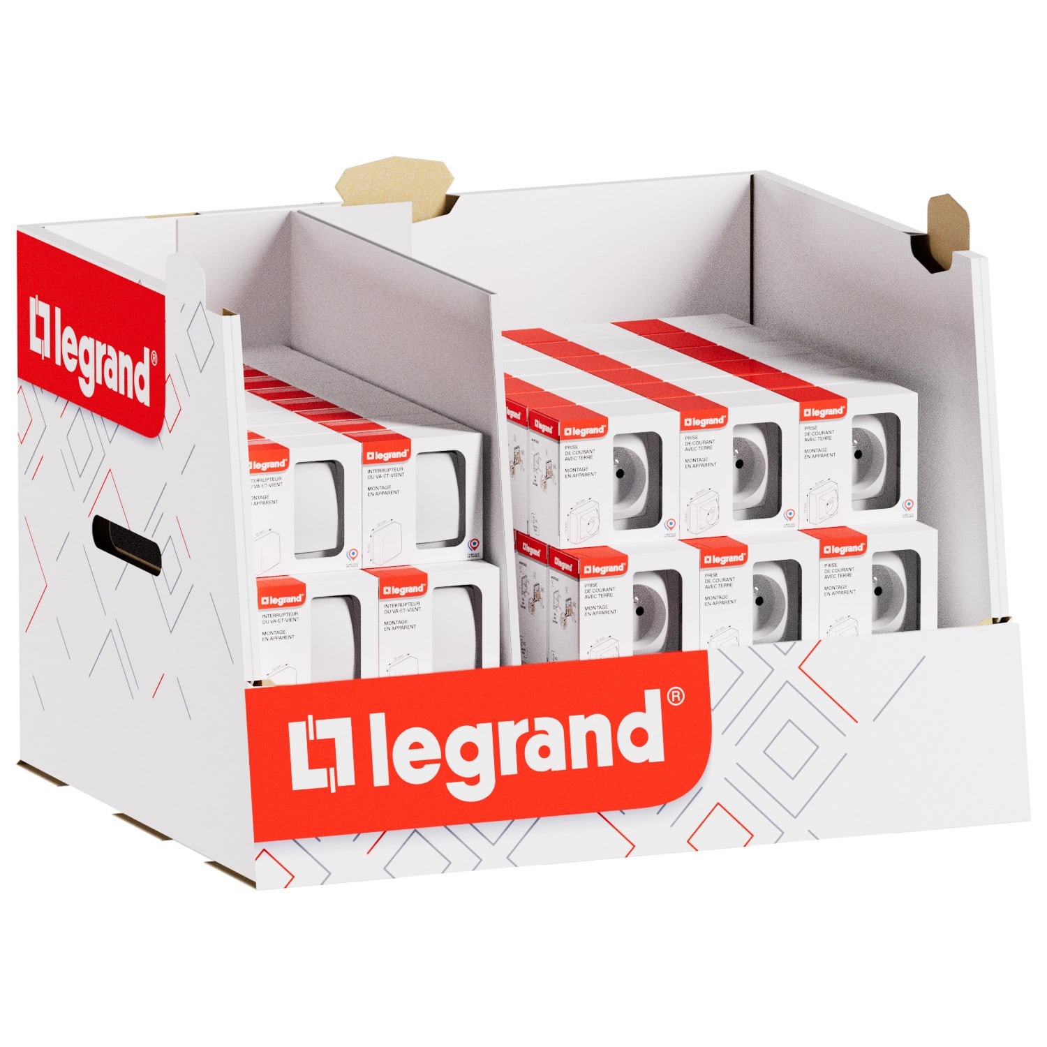 Legrand - Mini Box avec 30 va-et-vient + 60 prises avec terre Monobloc - Les Apparents