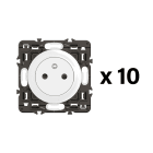 Legrand - Lot 10 prises 2P+T Surface Céliane enjoliveurs Blanc et supports