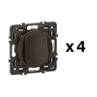 Legrand - Lot 4 interrupteurs ou-va-et-vient Céliane 10AX enjoliveurs Noir et supports