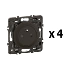 Legrand - Lot 4 prises 2P+T Surface Céliane enjoliveurs Noir et supports