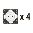 Legrand - Lot 4 prises 2P+T Surface Céliane enjoliveurs Blanc et supports