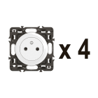 Legrand - Lot 4 prises 2P+T Surface Céliane enjoliveurs Blanc et supports