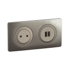 Legrand - Kit 2P+T Surface et USB A+C 15W Céliane précâblées + boîte - complet Titanium