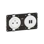 Legrand - Prise 2P+T et USB A+C 20W précâblée Céliane, enjoliveur Blanc et support