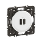 Legrand - Prise 2 USB Céliane 15W Type-A+C enjoliveur Blanc et support