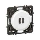 Legrand - Prise 2 USB Céliane 20W Power Delivery Type-C+C enjoliveur Blanc et support