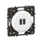 Legrand - Prise 2 USB Céliane 20W Power Delivery Type-C+C enjoliveur Blanc et support