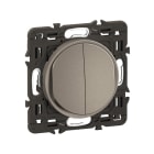 Legrand - Double poussoir inverseur Céliane 6A enjoliveur Titanium et support