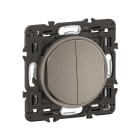 Legrand - Double interrupteur lumineux Céliane 10AX enjoliveur Titanium, support et voyant