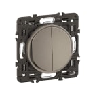 Legrand - Double interrupteur lumineux Céliane 10AX enjoliveur Titanium, support et voyant