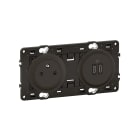 Legrand - Prise 2P+T et USB C+C Céliane 20W Power Delivery, enjoliveur Noir et support